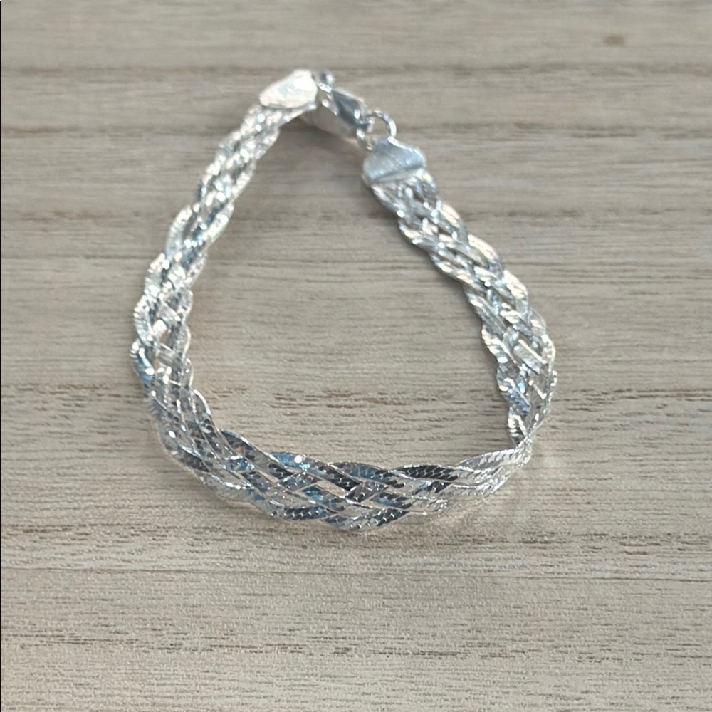 7.5” 6mm .925 Silver Braided Herringbone Bracelet